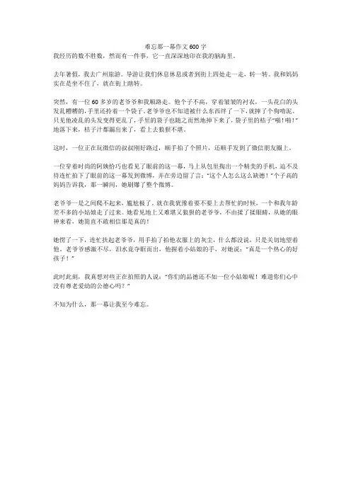 难忘那一幕作文600字(高分作文)