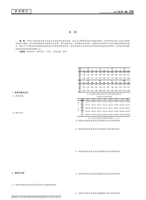 规律运动与性别差异对大学生身体意象的影响