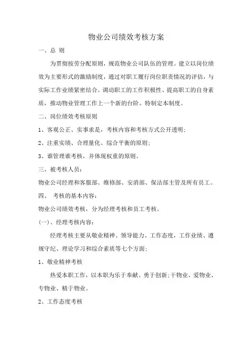 物业公司绩效考核方案及标准(1) 2