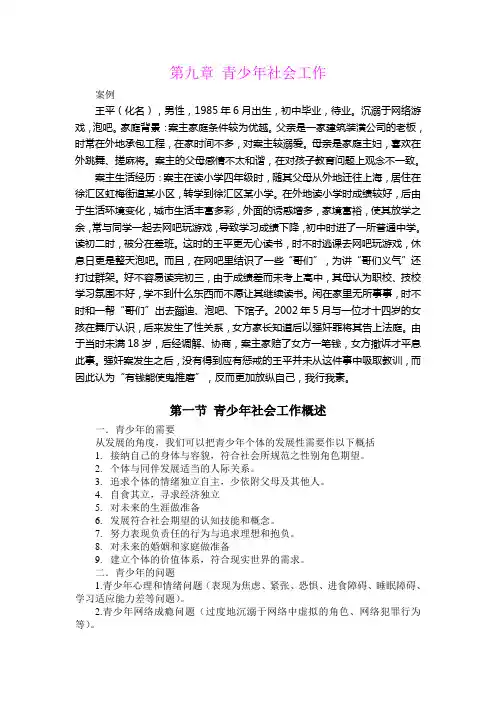社会工作实务教案——青少年社会工作