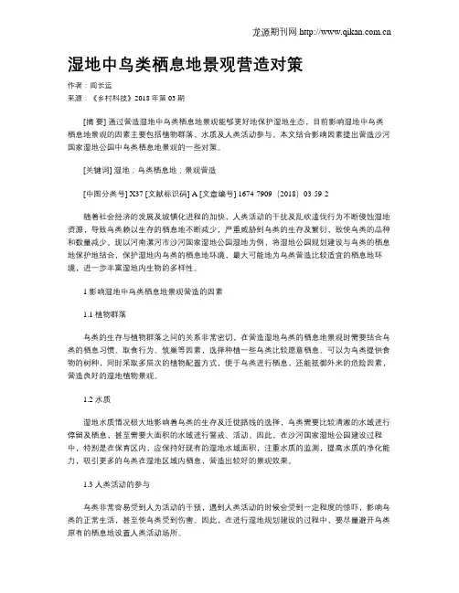 湿地中鸟类栖息地景观营造对策
