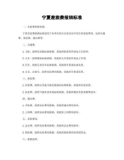 宁夏差旅费报销标准