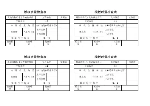 模板质量检查表