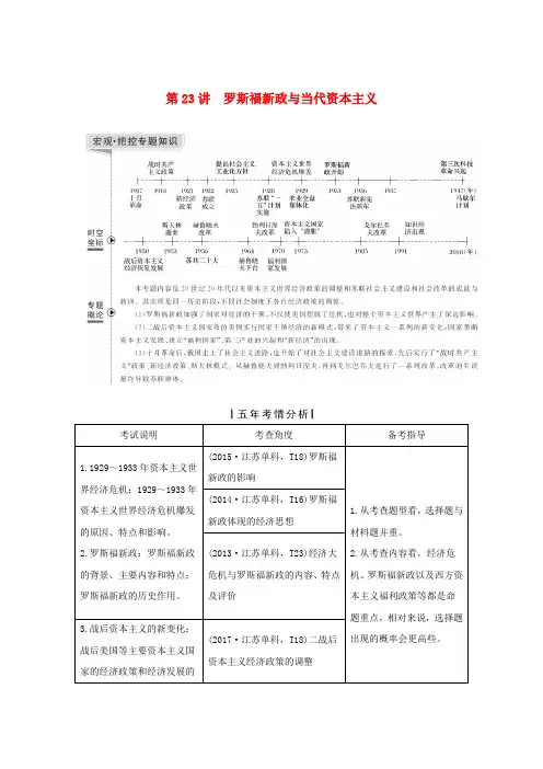 (江苏专版)高考历史一轮复习专题十一罗斯福新政和战后资本主义的新变化与苏联社会主义建设第23讲罗斯福新