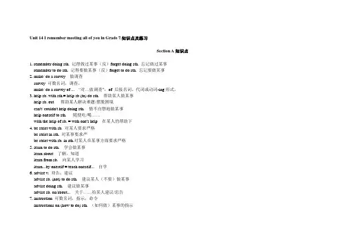人教版新目标九年级英语Unit 14 知识点及练习(无答案)