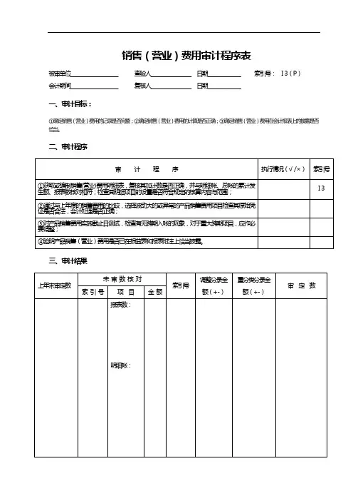 审计程序表