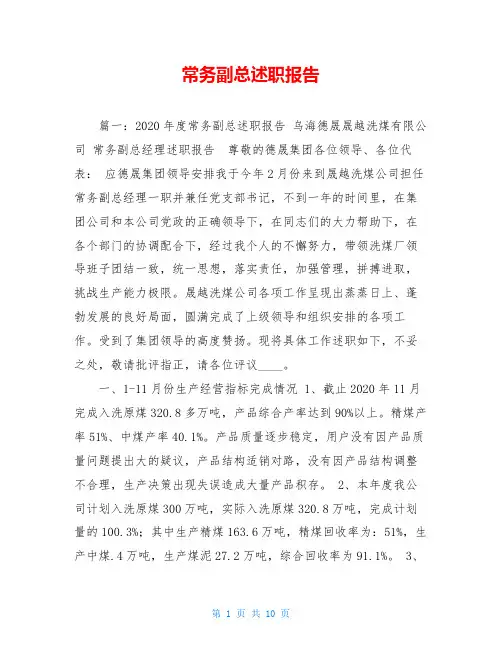 常务副总述职报告