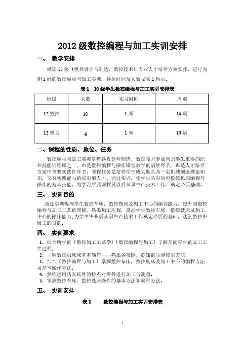数控编程实训任务书-推荐下载