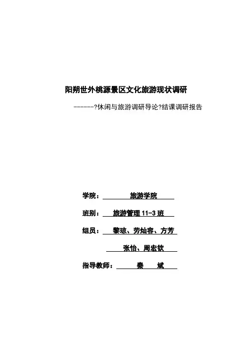 阳朔世外桃源景区文化旅游现状调研(1)