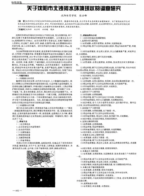 关于沈阳市北沙河水环境现状的调查研究