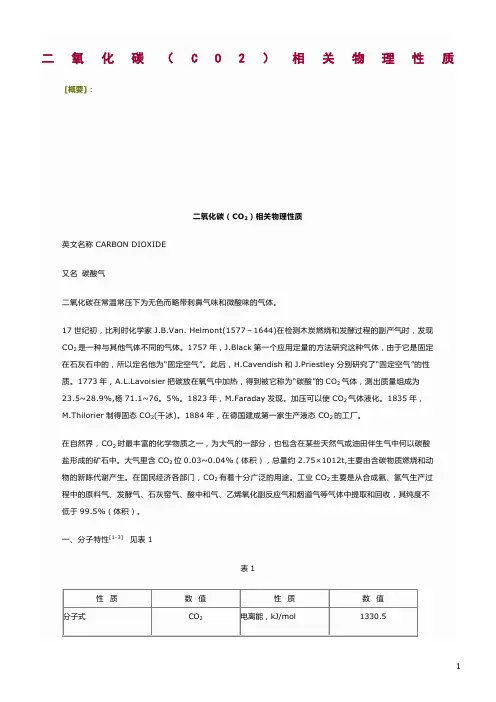 二氧化碳物理性质