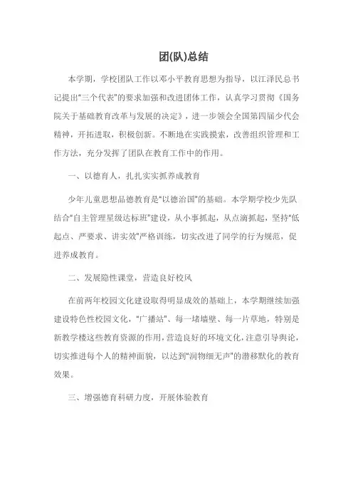 团队总结 2