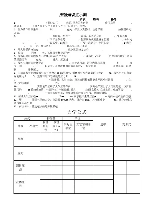 压强知识点总结