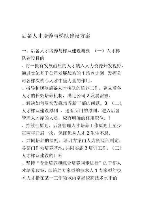 后备人才培养与梯队建设方案