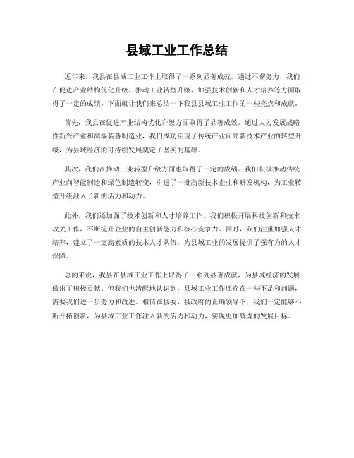 县域工业工作总结