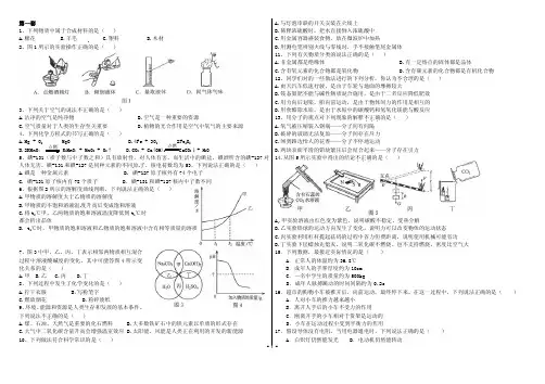 2011-2016河北中考理综选择题汇总及答案(免排版)