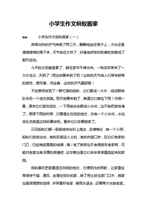 小学生作文蚂蚁搬家