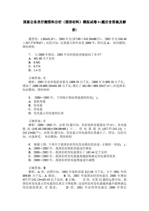 国家公务员行测资料分析(图形材料)模拟试卷6(题后含答案及解析)