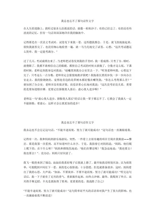我总也忘不了那句话作文400字_2优选作文