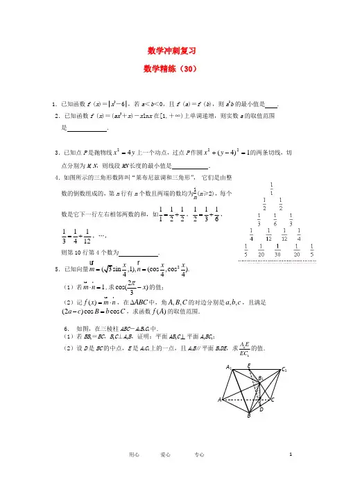 高考数学冲刺复习 精练30