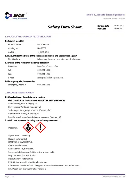 Enzalutamide_SDS_MedChemExpress