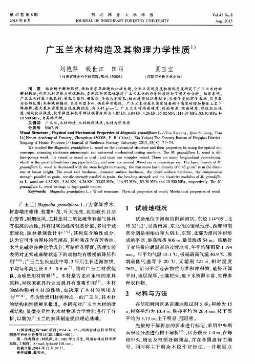 广玉兰木材构造及其物理力学性质