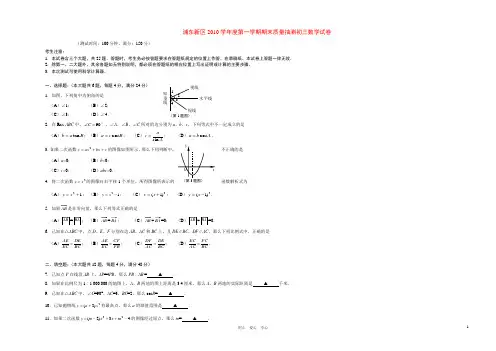 上海市浦东新区2011学年度九年级数学第一学期期末试卷(一考模拟卷) 人教新课标版
