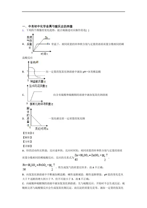 中考化学综合题专题复习【金属与酸反应的图像】专题解析含答案(1)