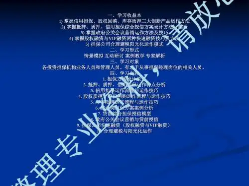 投资担保培训(史上最全_非常难得1)