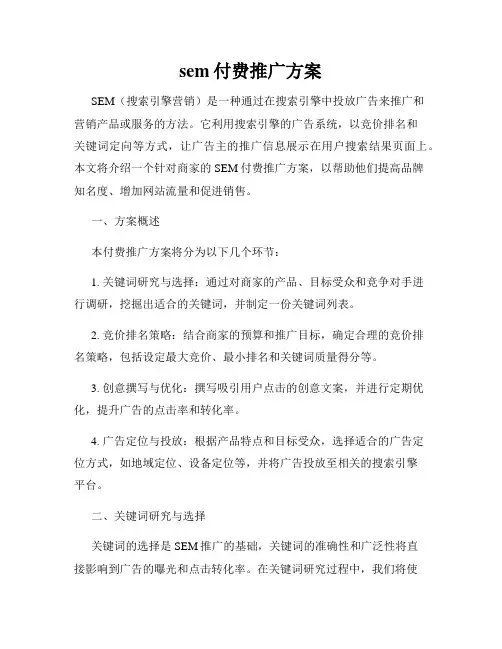 sem付费推广方案