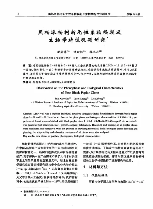 黑杨派杨树新无性系物候期及生物学特性观测研究