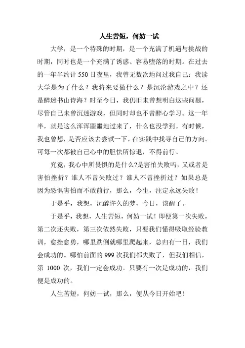 人生苦短,何妨一试