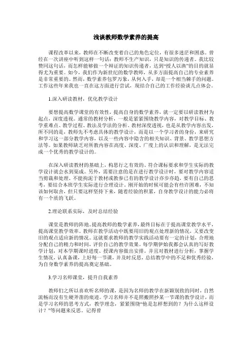 浅谈教师数学素养的提高