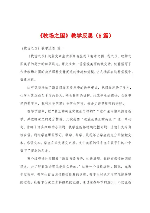 《牧场之国》教学反思(5篇)