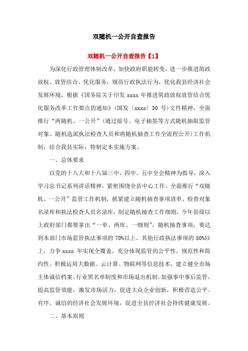 双随机一公开自查报告【两篇】