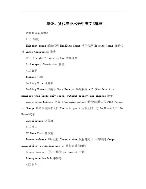 单证、货代专业术语中英文[精华]