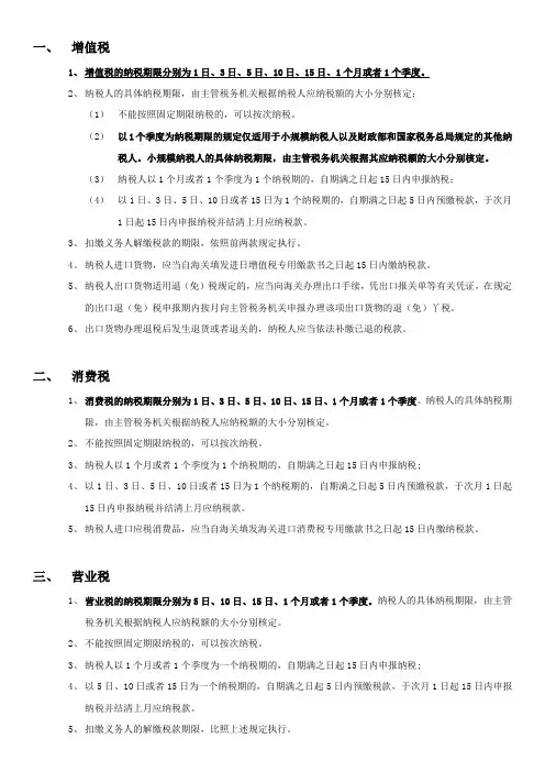 2016注册会计师《税法》纳税期限总结
