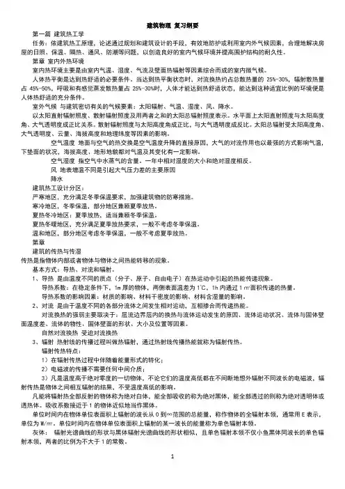 建筑物理复习笔记