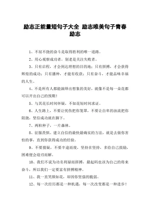 励志正能量短句子大全 励志唯美句子青春励志