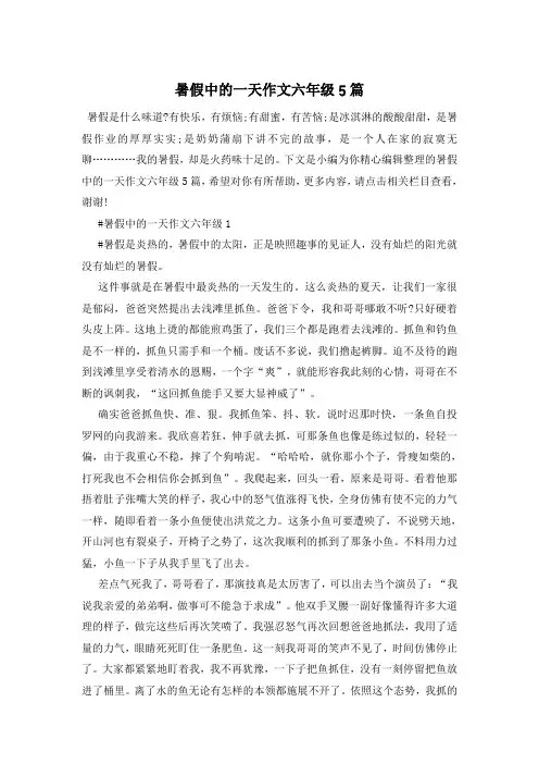 暑假中的一天作文六年级5篇