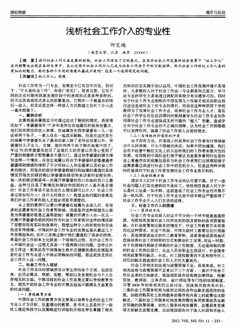 浅析社会工作介入的专业性