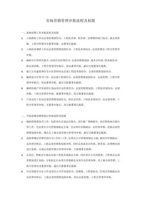 房地产营销管理审批流程及权限