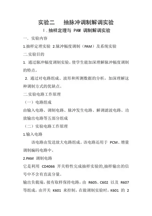 实验二   抽脉冲调制解调实验