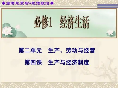 2014届高考政治总复习课件：第4课 生产与经济制度(人教必修1)