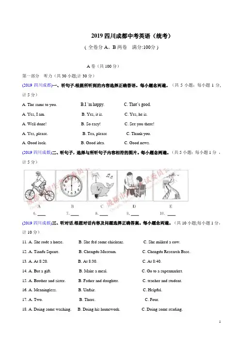 2019四川成都中考英语解析