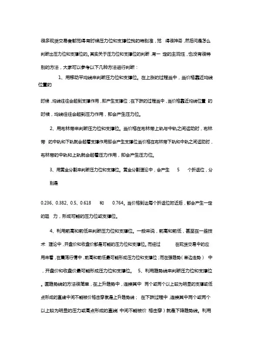 判断压力位和支撑位的方法有哪些？