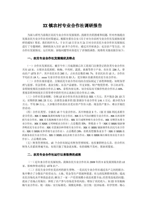 乡镇农民专业合作社调研