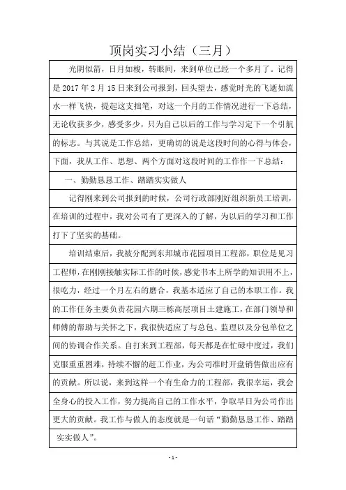 顶岗实习小结.