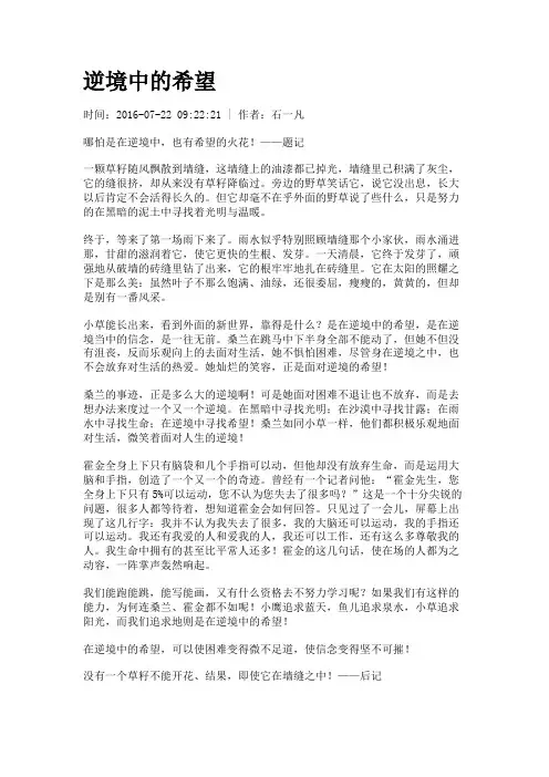 逆境中的希望