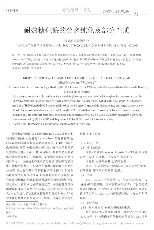 耐热糖化酶的分离纯化及部分性质